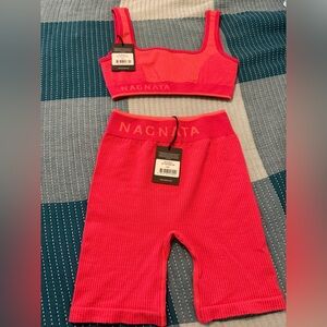 Nagnata Classic Wool Bralet & Ballet Wool Mini Shorts - Hot Pink Size XS/S